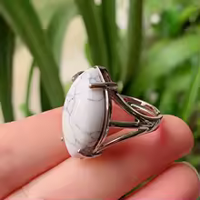 טבעת אבן טבעית מתכווננת – אופל, אמטיסט, קריסטל למסיבות וחתונות - Image 12