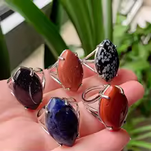 טבעת אבן טבעית מתכווננת – אופל, אמטיסט, קריסטל למסיבות וחתונות - Image 27