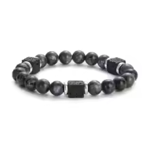 צמיד מלקיט קלאסי לגברים – תכשיט ריפוי עם חרוזי לבה להקלה על סוכרת לנשים – תמונה 12