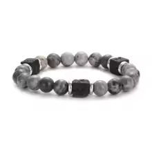 צמיד מלקיט קלאסי לגברים – תכשיט ריפוי עם חרוזי לבה להקלה על סוכרת לנשים – תמונה 10