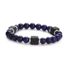 צמיד מלקיט קלאסי לגברים – תכשיט ריפוי עם חרוזי לבה להקלה על סוכרת לנשים – תמונה 8