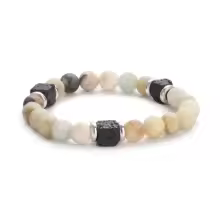 צמיד מלקיט קלאסי לגברים – תכשיט ריפוי עם חרוזי לבה להקלה על סוכרת לנשים – תמונה 13